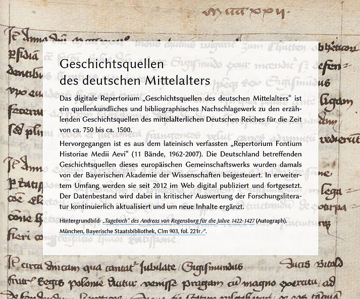 Database www.geschichtsquellen.de - Start